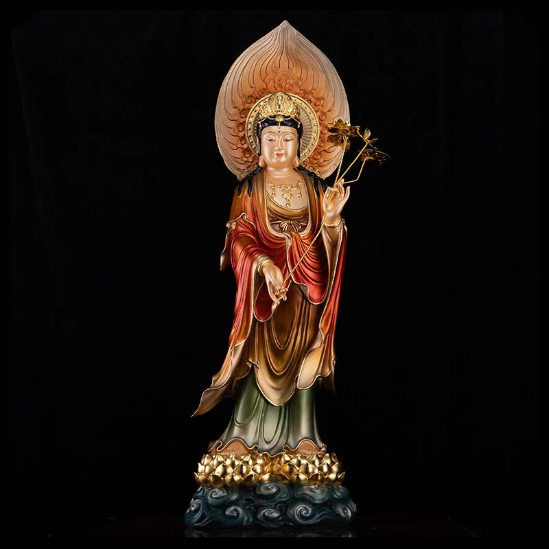 Brass Mahasthamaprapta Statue with Mineral Painting