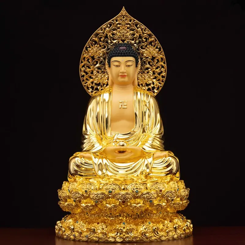 Gilded Brass Seated Shakyamuni Buddha Statue