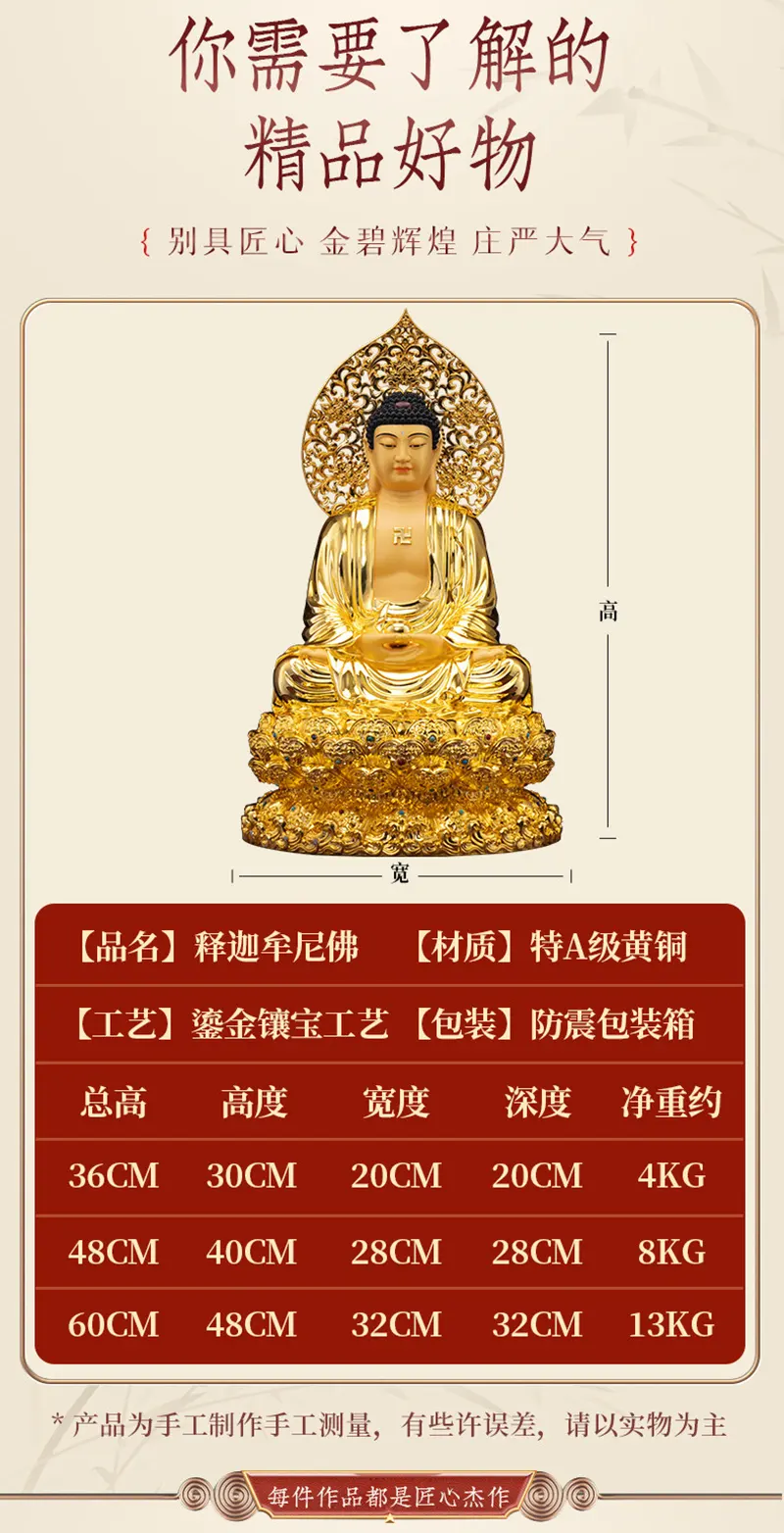 Gilded Brass Seated Shakyamuni Buddha Statue