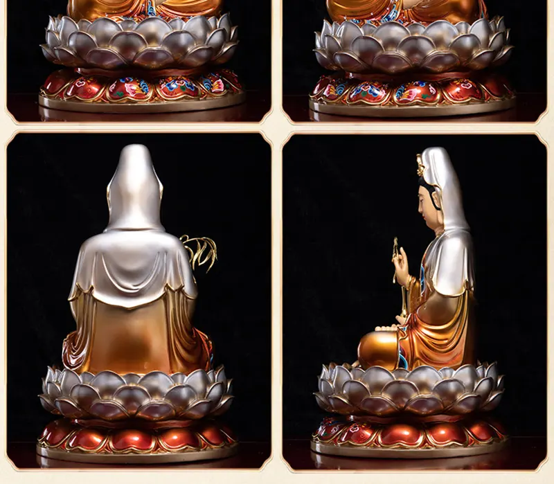 Brass Seated Lotus Guanyin Bodhisattva Statue