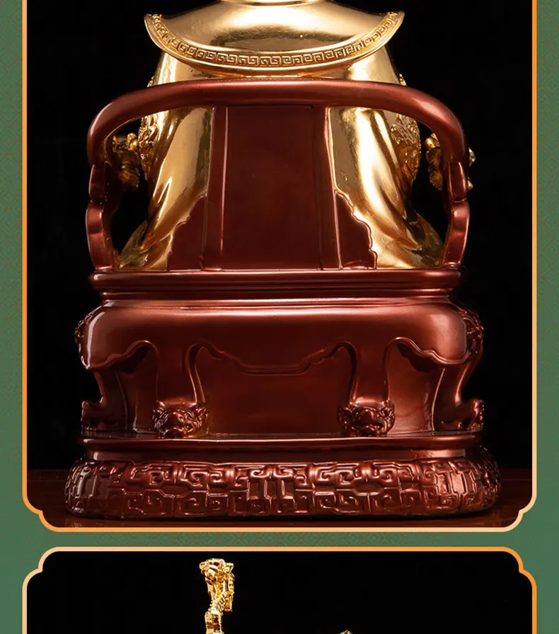Polychrome Gold Leaf Yuhuang Wangmu Statue