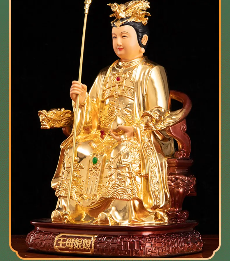 Polychrome Gold Leaf Yuhuang Wangmu Statue