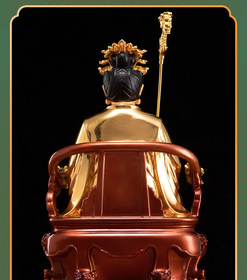 Polychrome Gold Leaf Yuhuang Wangmu Statue