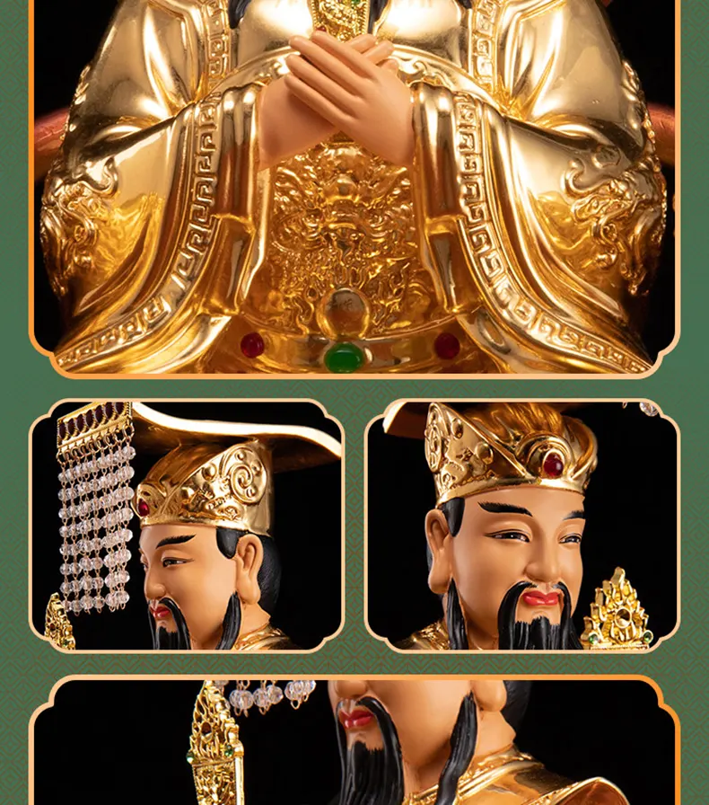 Polychrome Gold Leaf Yuhuang Wangmu Statue