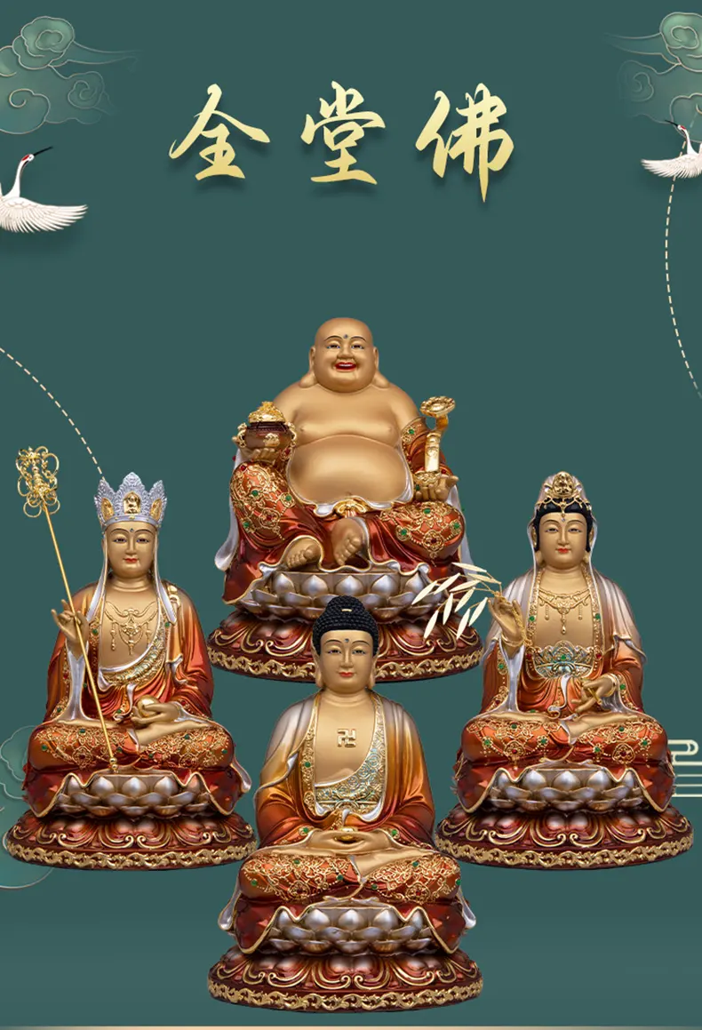 Brass Laughing Buddha Statue Big Belly Maitreya for Wealth