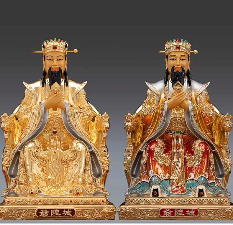 Gilt Filigree Chenghuang Shen Sculpture