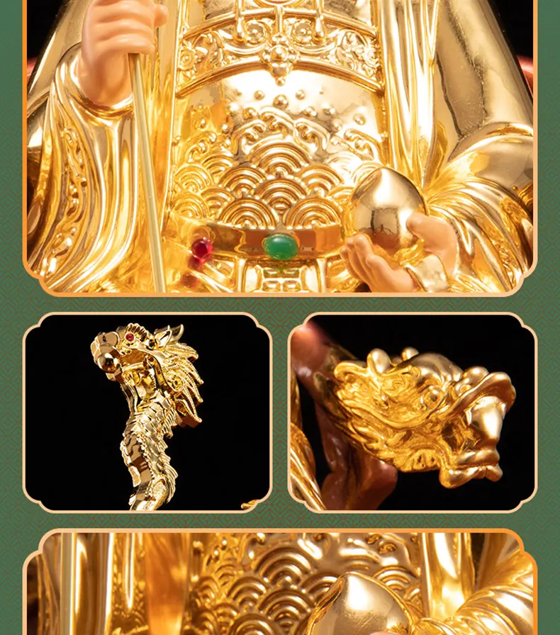 Polychrome Gold Leaf Yuhuang Wangmu Statue