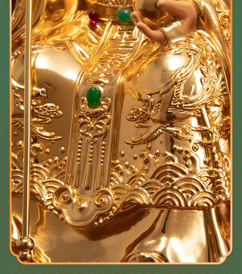 Polychrome Gold Leaf Yuhuang Wangmu Statue