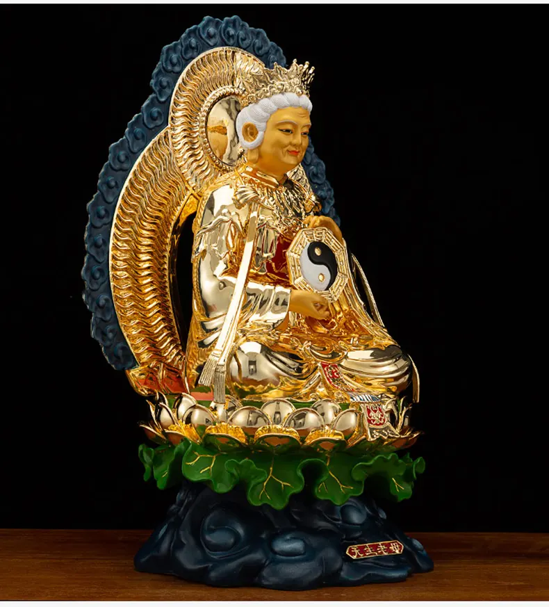 Gilded Jeweled Brass Wusheng Wuji Laomu Statue