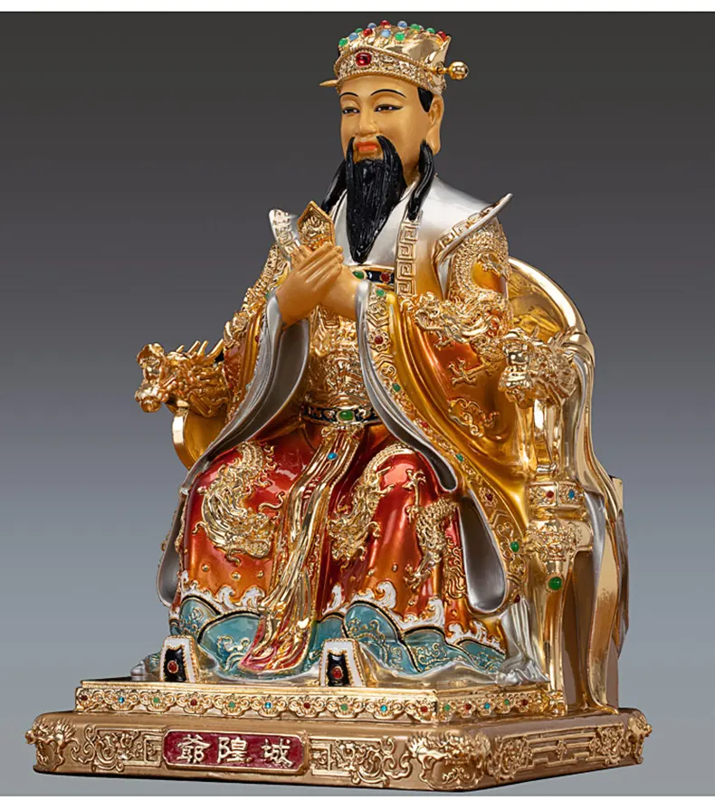 Gilt Filigree Chenghuang Shen Sculpture