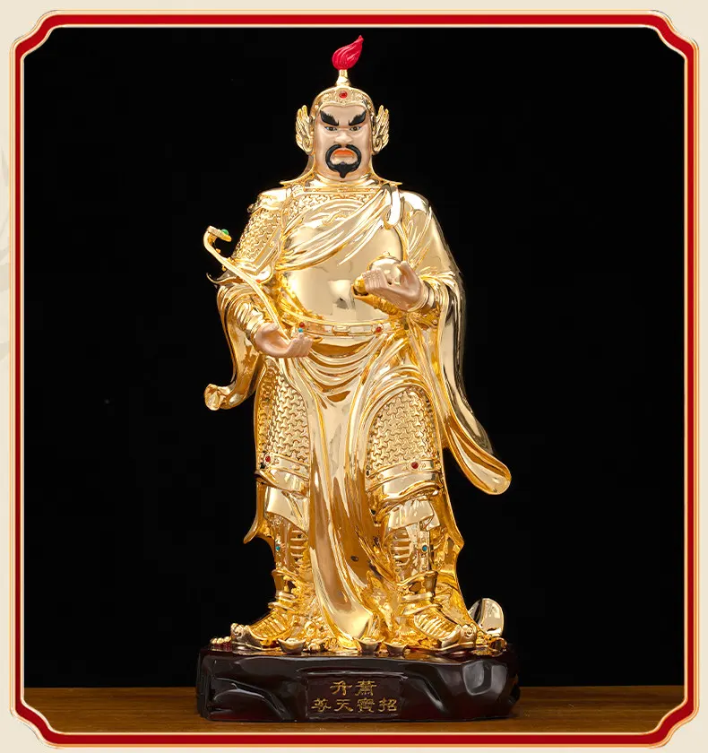 Gilt Brass Five Gods of Wealth Statue