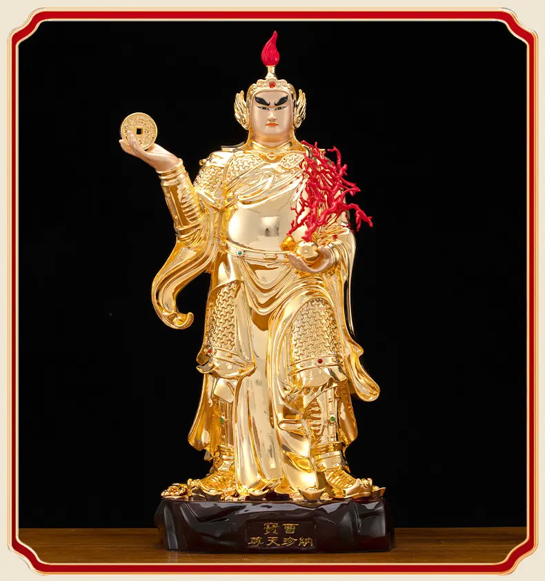 Gilt Brass Five Gods of Wealth Statue
