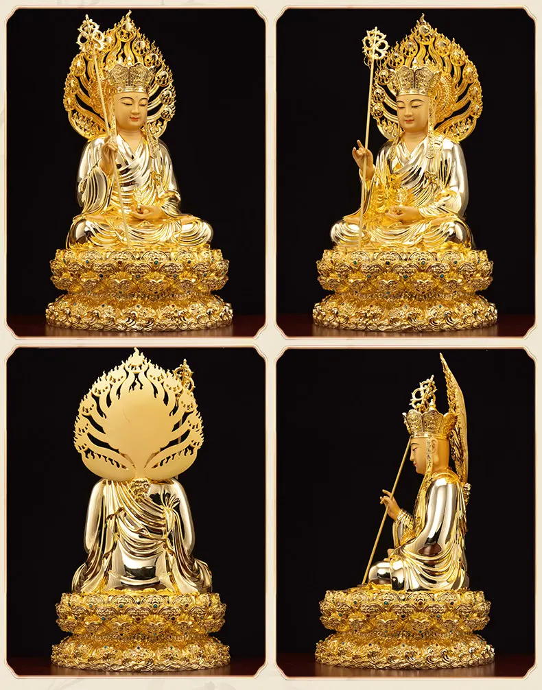 Premium Brass Lotus Sitting Altar Ksitigarbha Statue