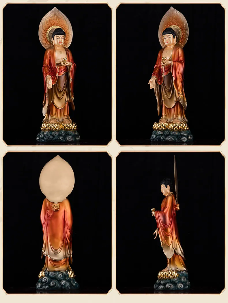Brass Mahasthamaprapta Statue with Mineral Painting