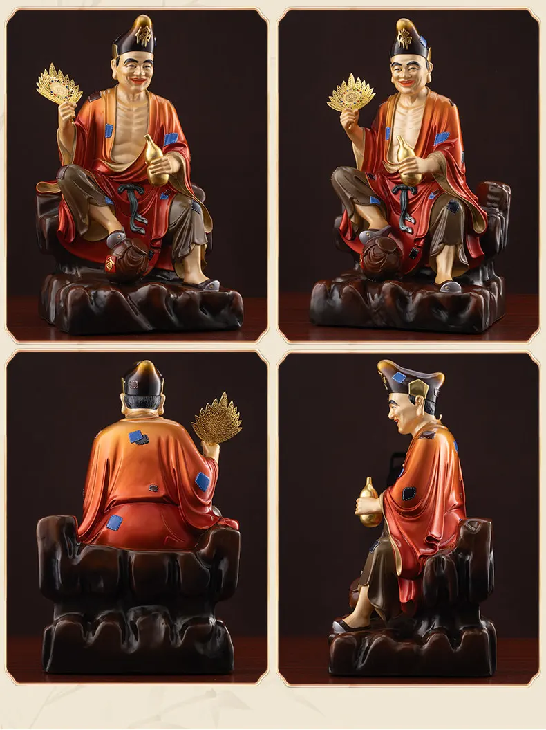 Elite Bronze Wine Gourd Fan Dragon Arhat Ji Gong