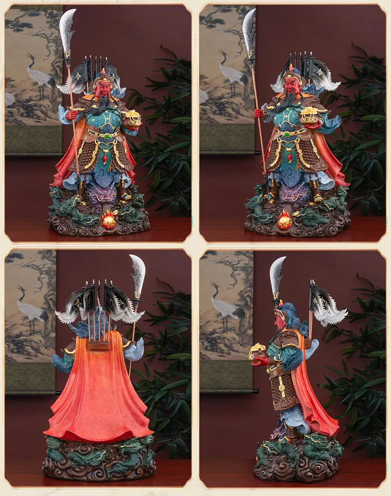 Nine Dragons Brass Halberd Sword Guan Yu Statue