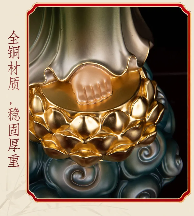 Brass Mahasthamaprapta Statue with Mineral Painting
