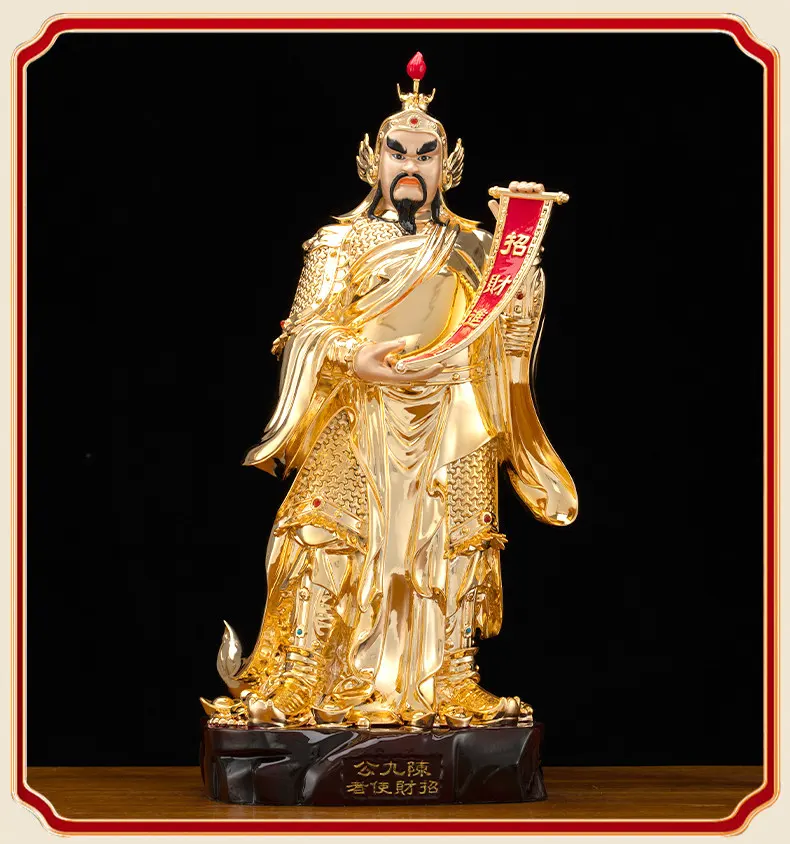 Gilt Brass Five Gods of Wealth Statue