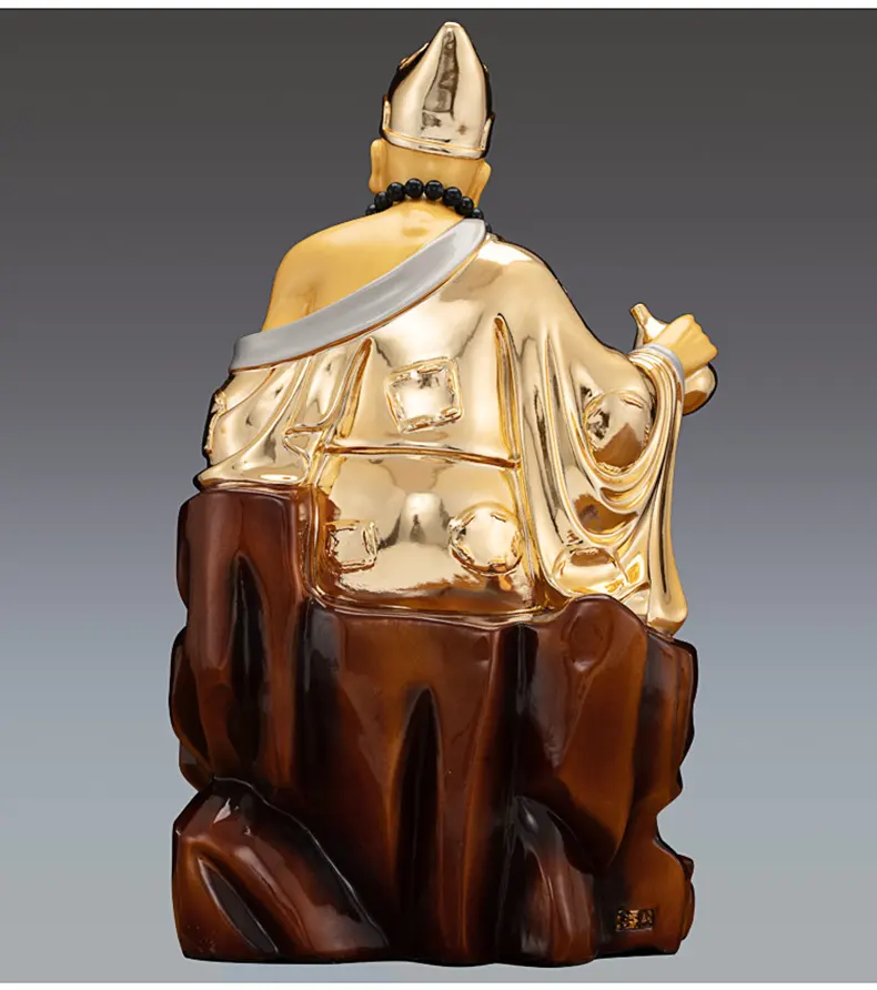 16 Inch Gilded Polychrome Bronze Ji Gong Statue