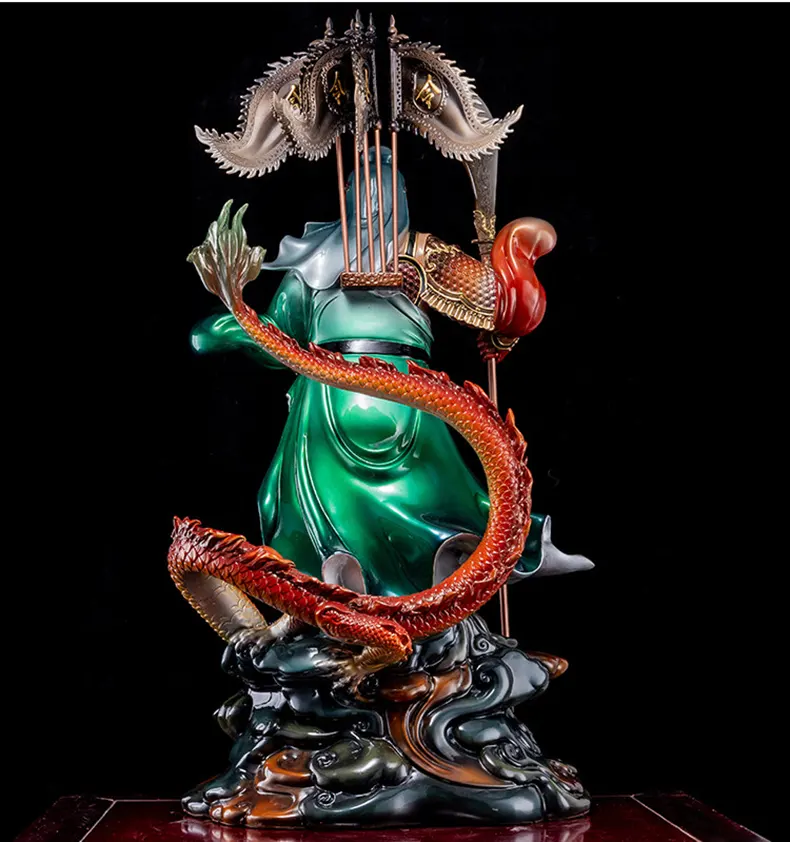 Pure Brass Riding Dragon Guan Yu Fortune Statue