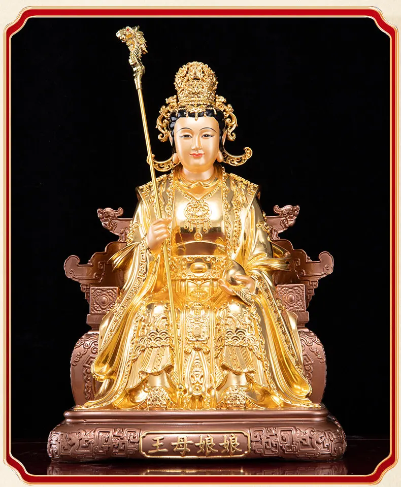 Brass Gold Leaf Yuhuang and Wangmu Statues Set