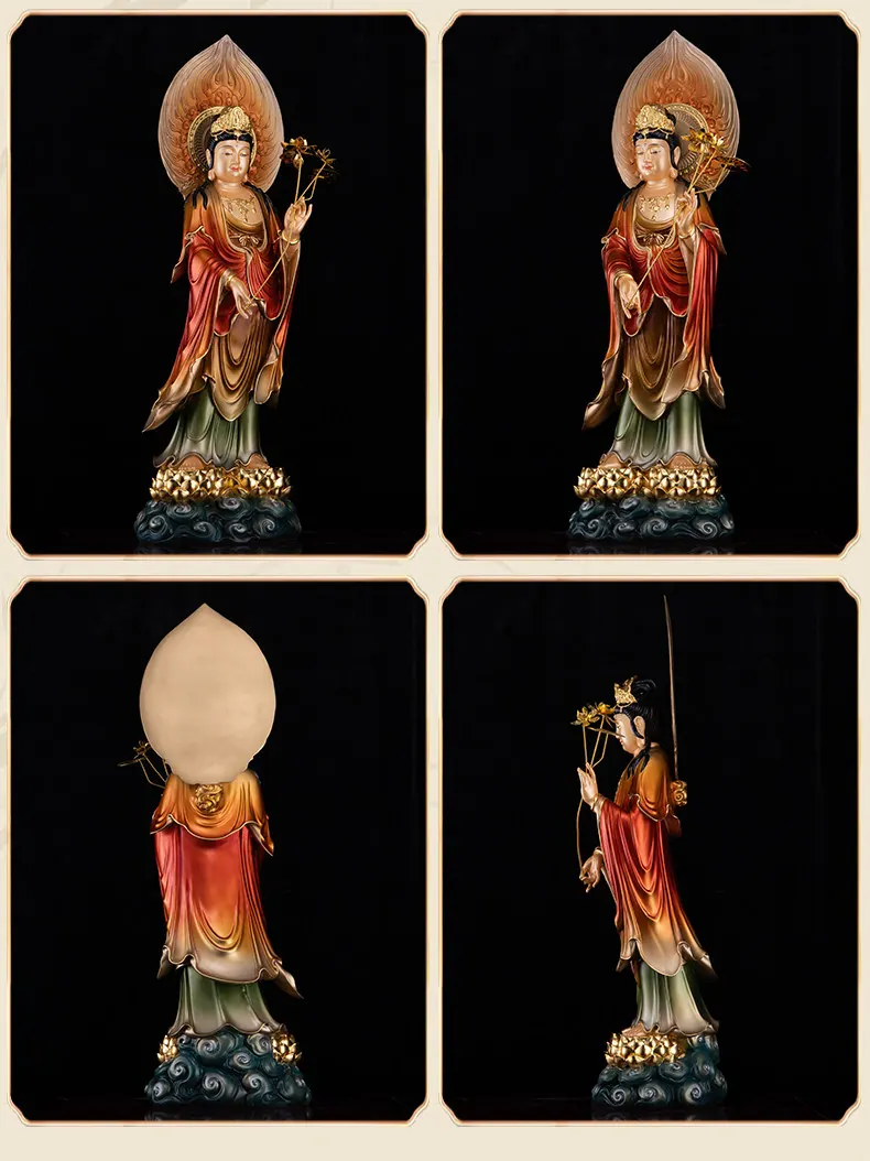 Brass Mahasthamaprapta Statue with Mineral Painting