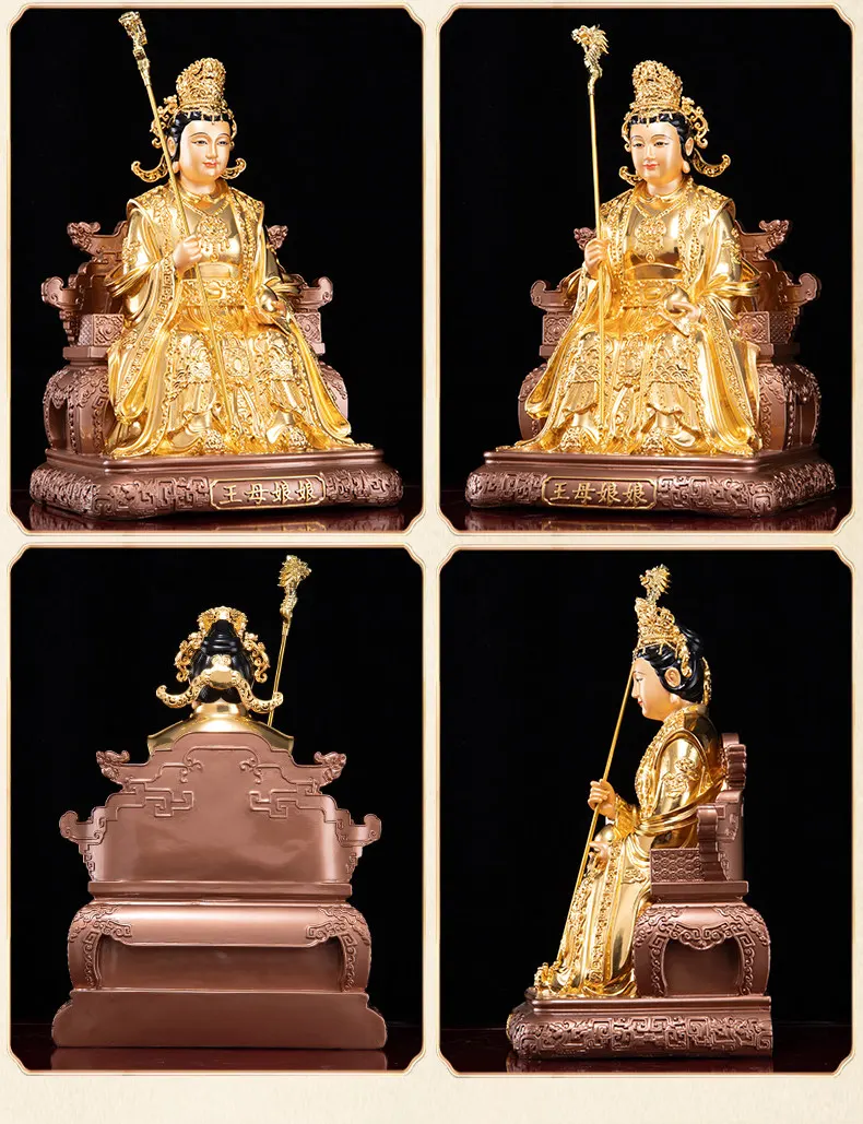 Brass Gold Leaf Yuhuang and Wangmu Statues Set