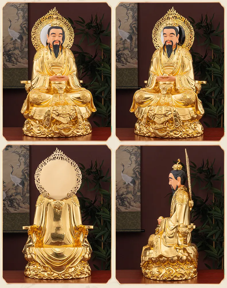 Brass Three Pure Ones Statues Set for Temple Shrine