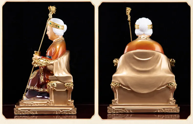 Refined Brass Imperial Cane Fude Niangniang Statue