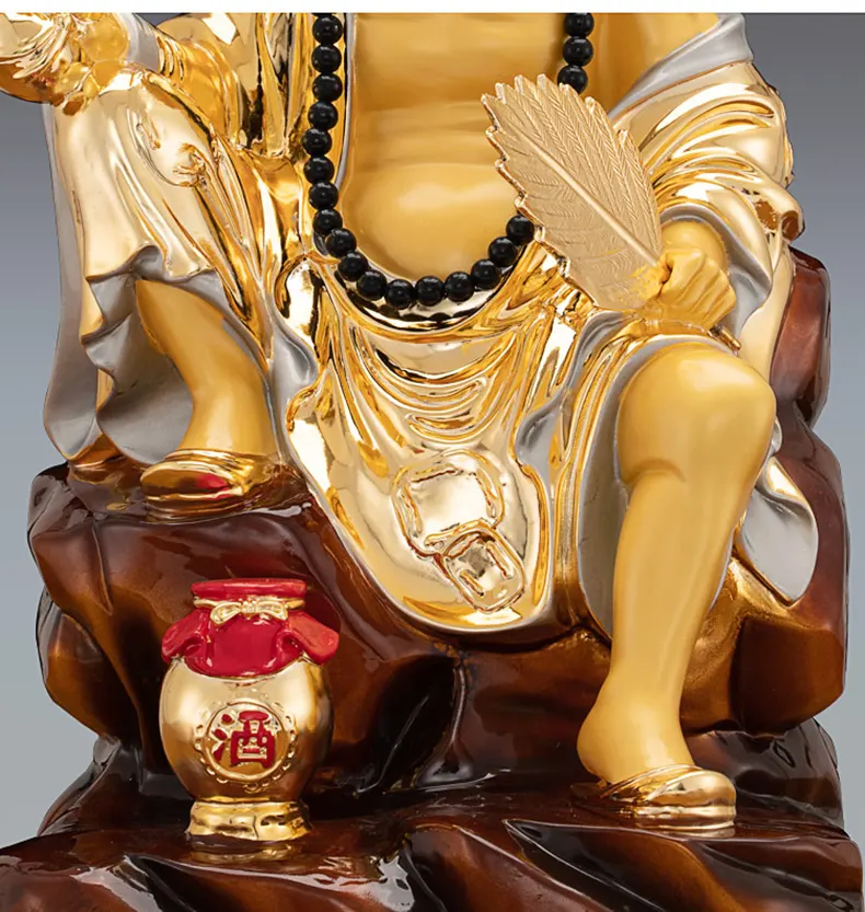 16 Inch Gilded Polychrome Bronze Ji Gong Statue