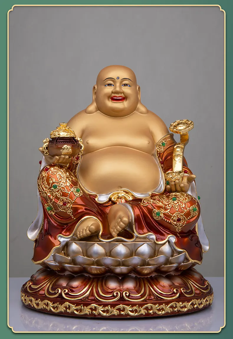 Brass Laughing Buddha Statue Big Belly Maitreya for Wealth
