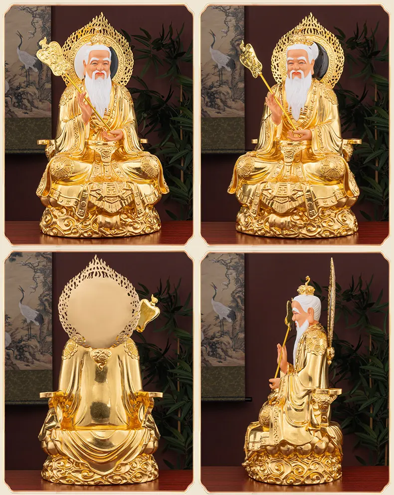 Brass Three Pure Ones Statues Set for Temple Shrine