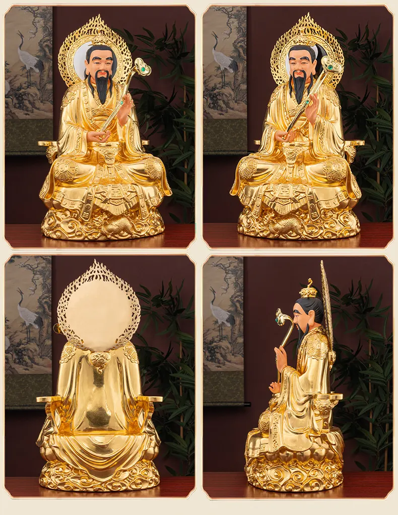 Brass Three Pure Ones Statues Set for Temple Shrine