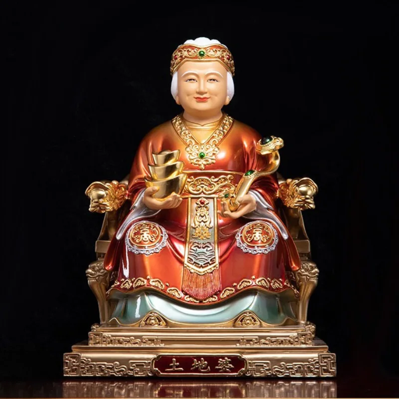 Luxury Gilt Polychrome Fude Niangniang Tu Di Po Statue