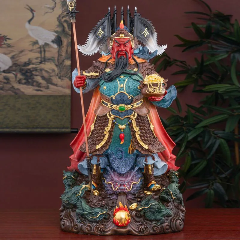 Nine Dragons Brass Halberd Sword Guan Yu Statue