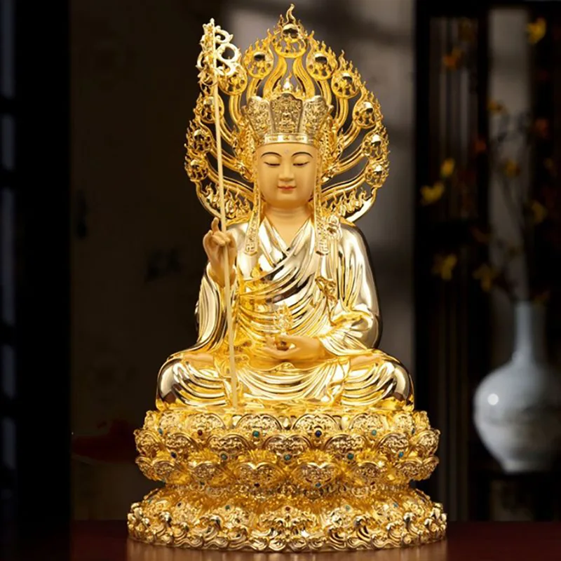 Premium Brass Lotus Sitting Altar Ksitigarbha Statue