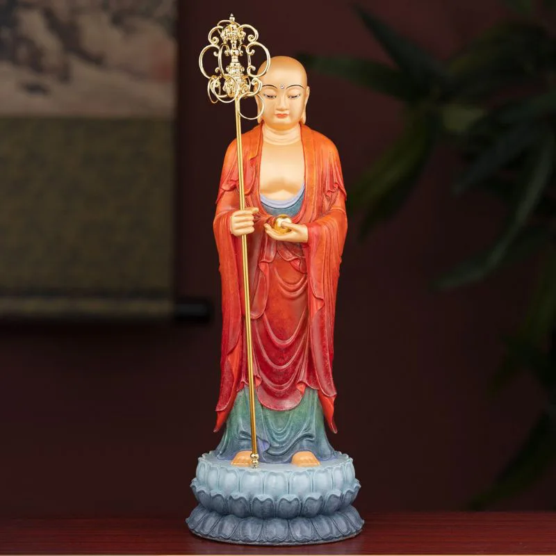 Premium Brass Standing Altar Staff Ksitigarbha Statue